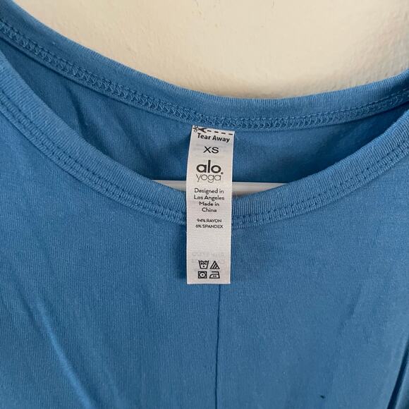 Alo Yoga Cover Tank Womens XS Blue Cropped Twist Front Stretch Soft Sleeveless - Picture 4 of 7
